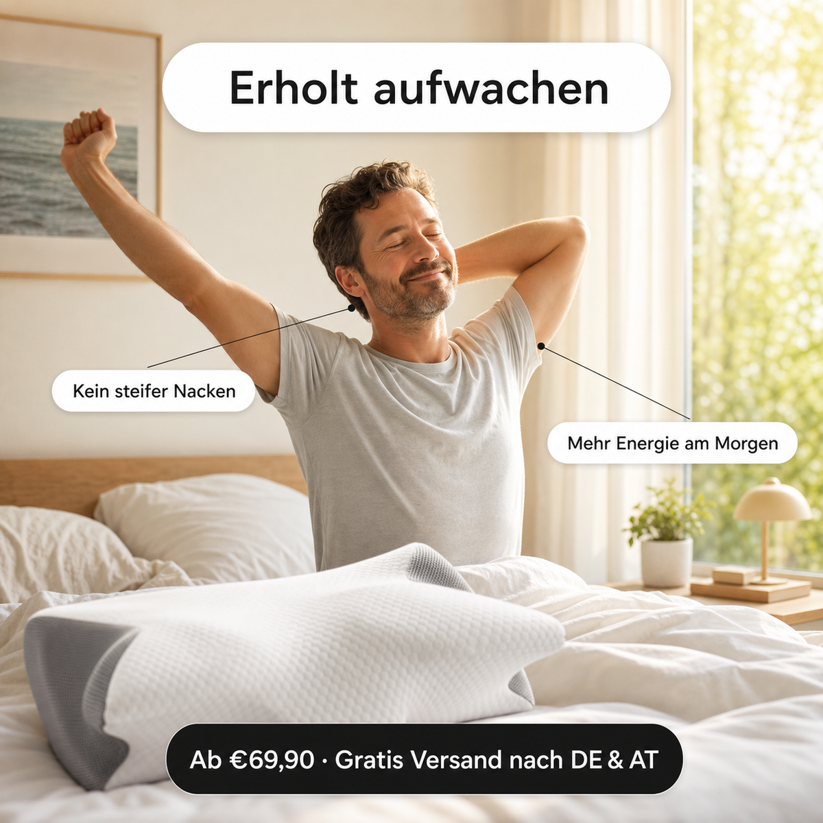 Ergonomisches Nackenkissen – Viskoelastisch & Formstabil